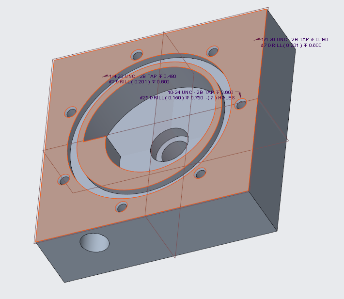 CAD view of the volute geometry used as the basis for toolpath generation.